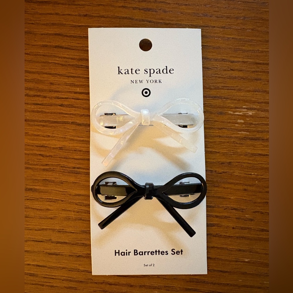 NWT Kate Spade New York x Target Bow Hair Barrettes Set - 2 pack black white